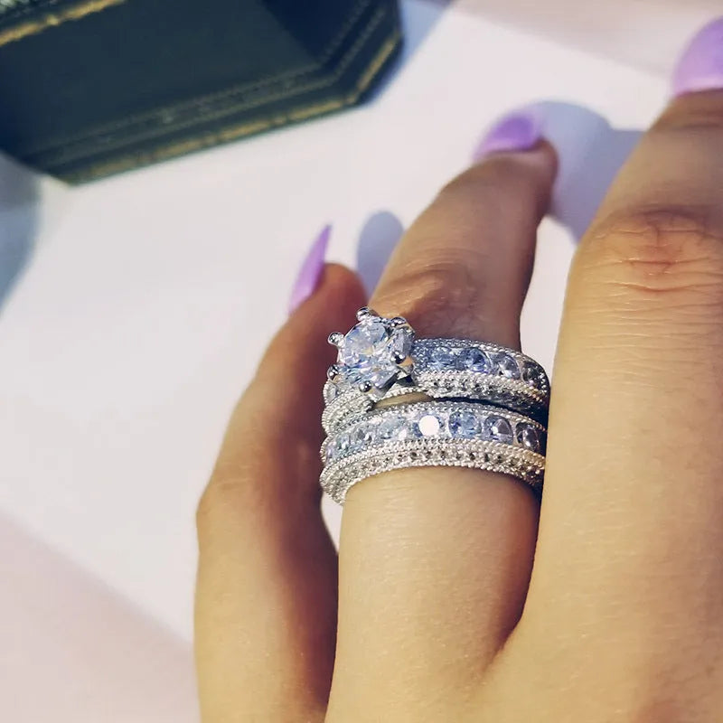 Silver wedding ring for women, classic silver tone band, available in sizes 5 to 10