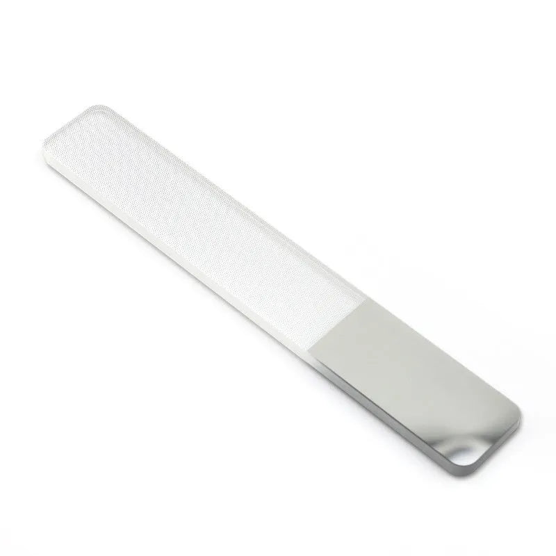 Transparent glass nail file 9 cm x 1.3 cm x 0.2 cm with physically polished surface for manicure use