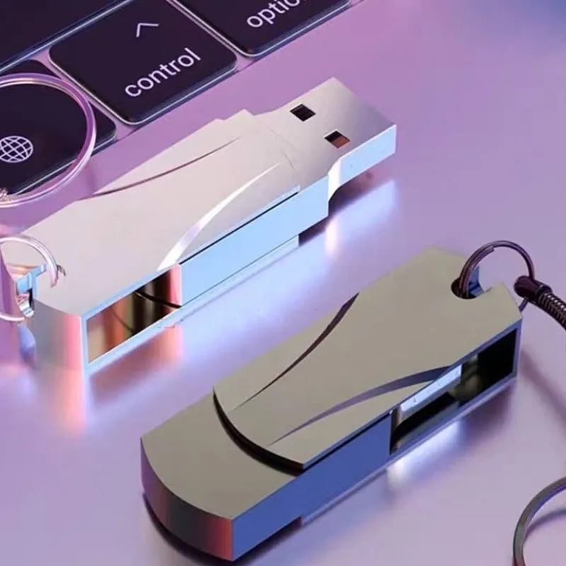 Metal swivel USB flash drive 40x15x8mm with USB 2.0 connector, shown in silver or grey