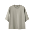 Men's sand grey loose fit short sleeve pullover with regular sleeves