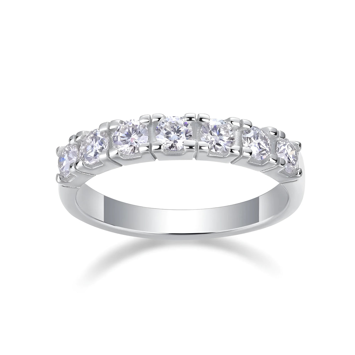 Lucky wedding ring set with 0.1-carat moissanite, S925 silver platinum plated band, sizes 5 to 9, gift box