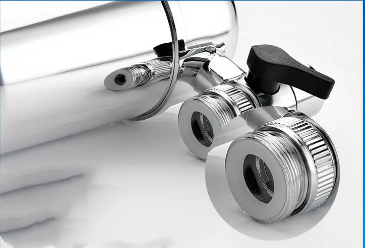 Faucet water filter with stainless steel and ceramic filter, terminal purification, 150L/h, silver filter element
