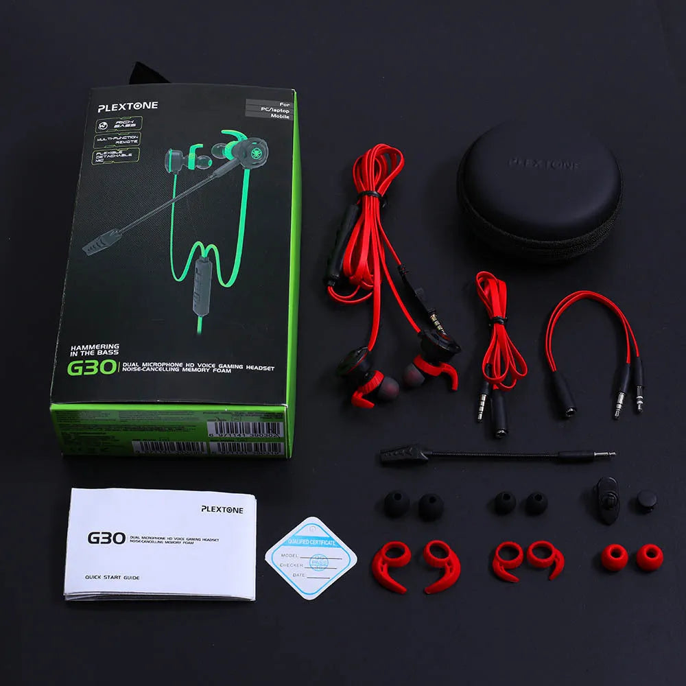 Shuangmai wired in-ear gaming headset for computers in black, green, and red colour options