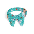 Pure cotton dog necklace with removable Christmas flower bow tie in blue, green, or red, sizes S M L.