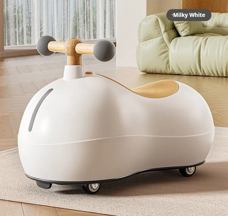 Baby sliding universal wheel balance walking aid walker car in milky white for toddlers 1-3 years