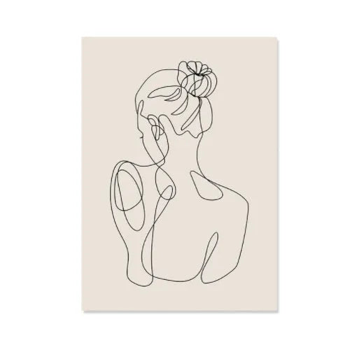 Abstract boho-style animal line art printed on a frameless canvas wall decoration.