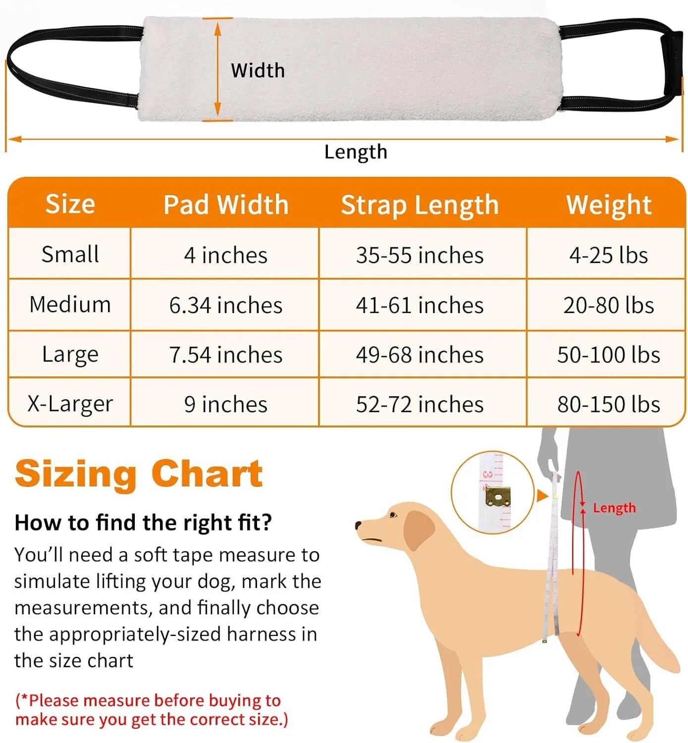 Adjustable dog hip support sling with nylon straps and soft lining for hind leg mobility assistance.