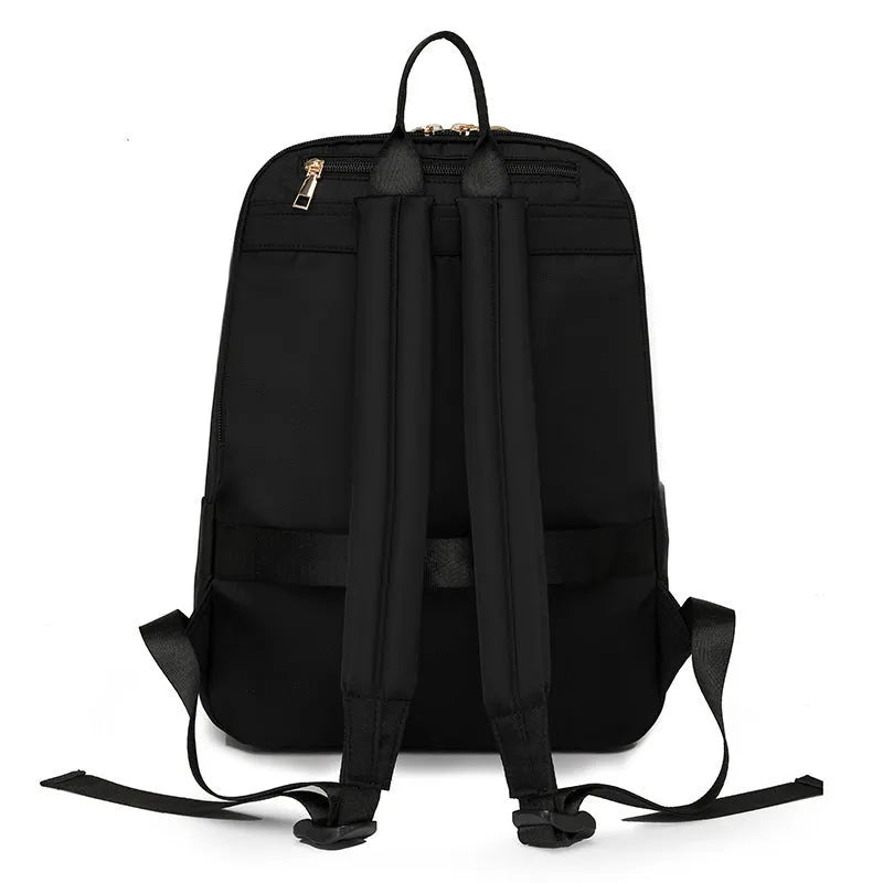 Large capacity Oxford cloth travel bag in black or beige with waterproof finish and multiple zip compartments