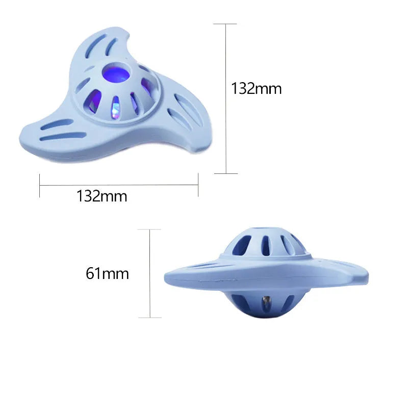 Boomerang-shaped dog chew toy with textured molar edges in purple colour
