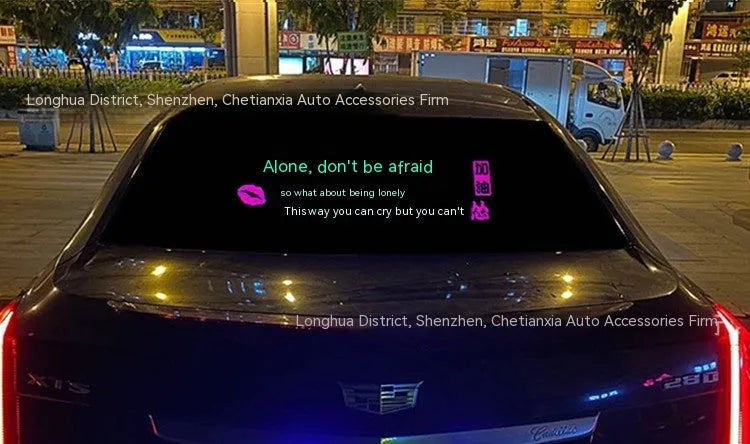 90cm by 25cm car voice control rhythm lamp with EL electroluminescent panel showing music-synchronised lighting patterns