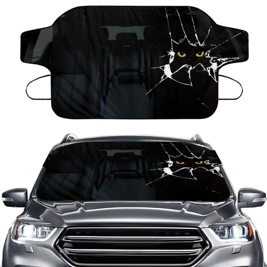 Car snow protection front gear made of aluminum film foam polyester fabric with lanyard installation system