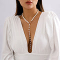 Round beads chain beaded pearl niche necklace with imitation pearl pendant in gold or white