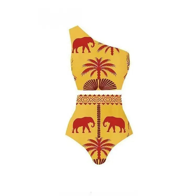 Women's black one-piece polyester swimsuit with fashion design for beach wear