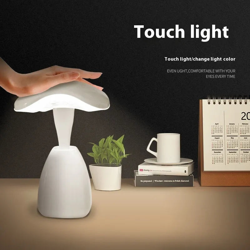 White modern LED desk lamp with touch control and USB charging port