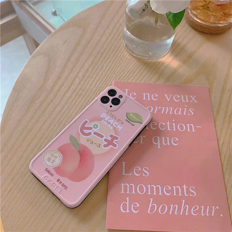 Summer peach colour soft IMD phone case for iPhone with reserved lanyard hole