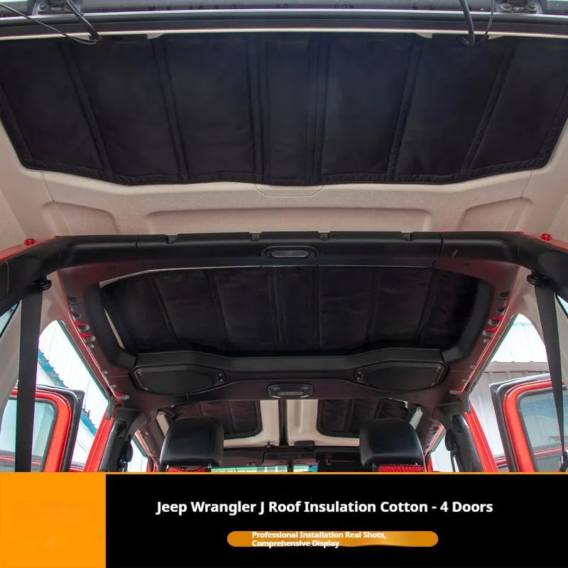 Black car ceiling heat shield for Wrangler JL18 made of 600D Oxford cloth with PE board and thermal insulation foam