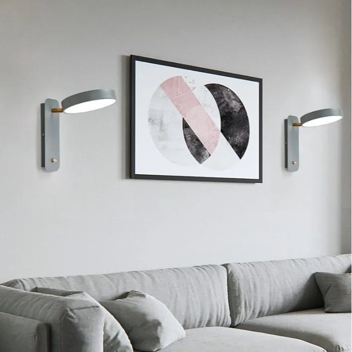 Nordic rotatable iron bedside wall lamp in grey with compact 26x25cm shade