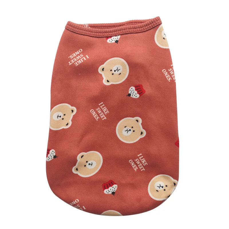 Plush polyester pet vest in blue dinosaur colour, autumn winter casual style, sizes S to 6XL