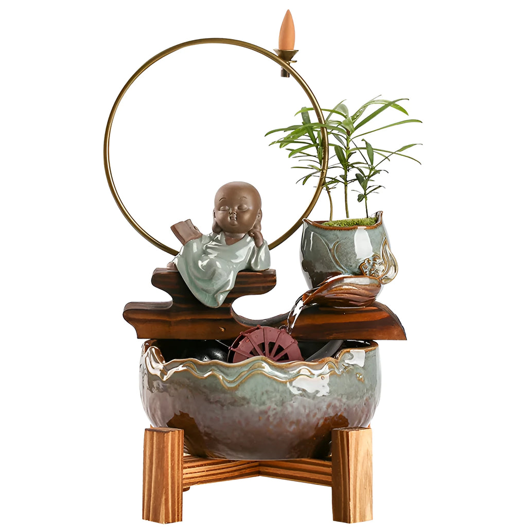 Small ceramic aquarium for desktop or living room, available in sitting or lying style, self-circulating design