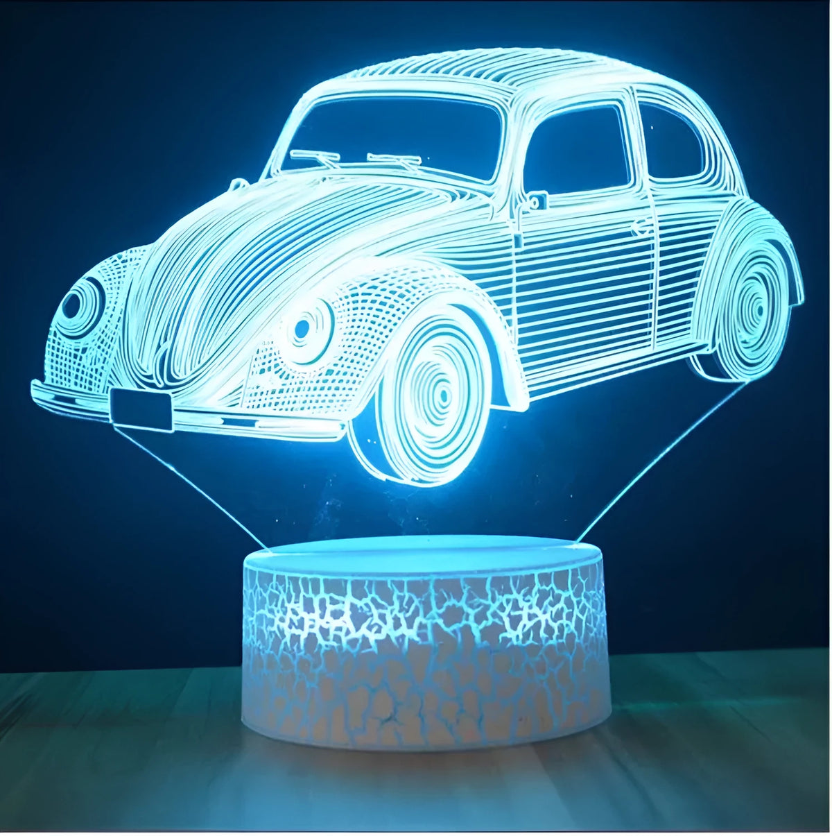 3D LED table lamp with colourful touch control and remote on acrylic shade with ABS base
