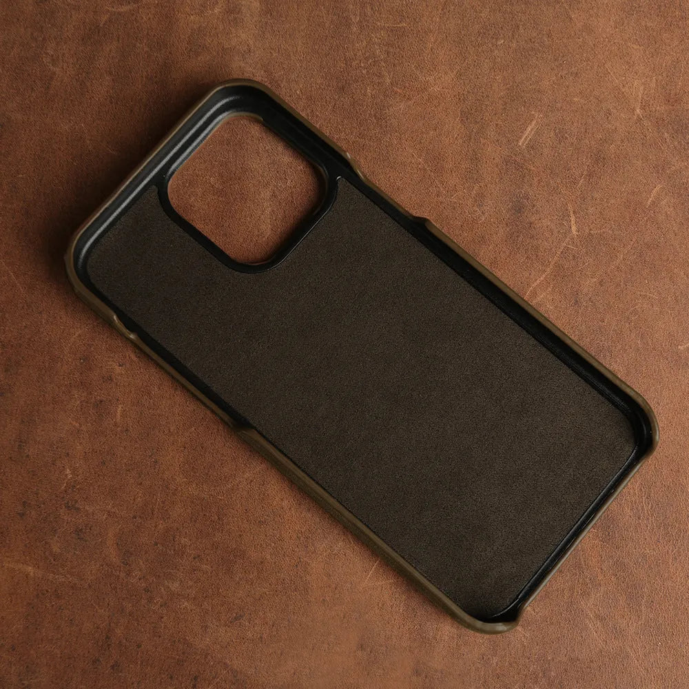 Genuine leather Crazy Horse pattern phone case for iPhone in dark brown with anti-fall protection