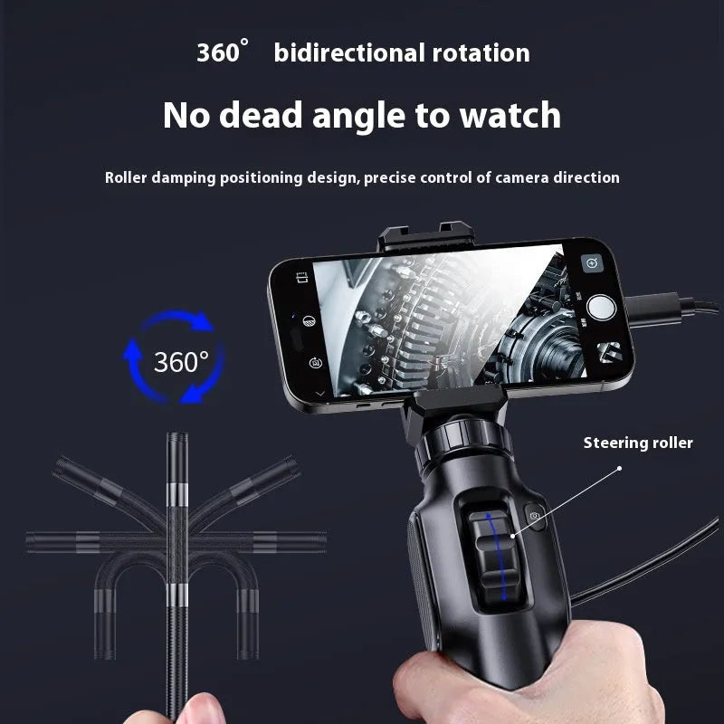360-degree steering industrial pipeline auto repair endoscope with 8mm camera head and flexible cable