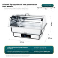 Stainless steel electric buffet stove with transparent flip lid and LCD temperature control screen.
