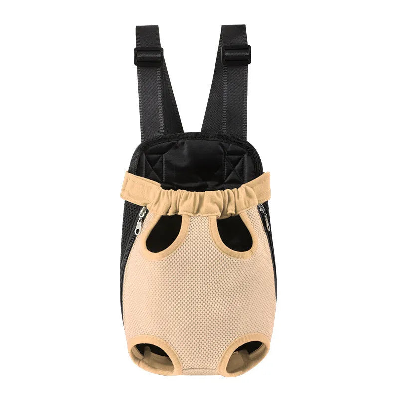 Adjustable dog carrier backpack with breathable mesh fabric shown in multiple colours