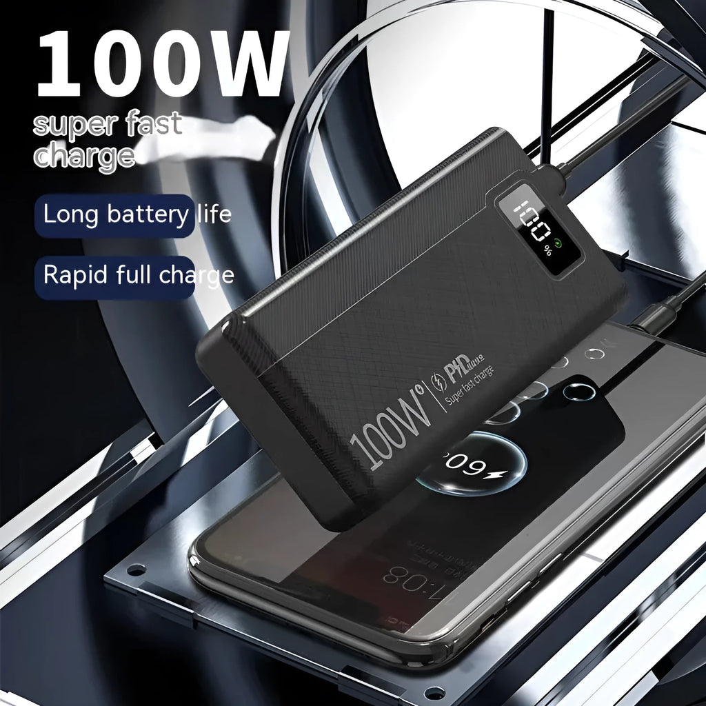 Large capacity power bank in black or white with fast charging support