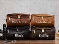 Men's PU leather leisure travel makeup bag in black, light brown, brown, or dark brown