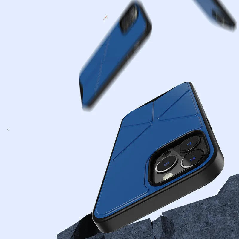 Black Element Stand TPU case for iPhone 13, shown next to a blue version.