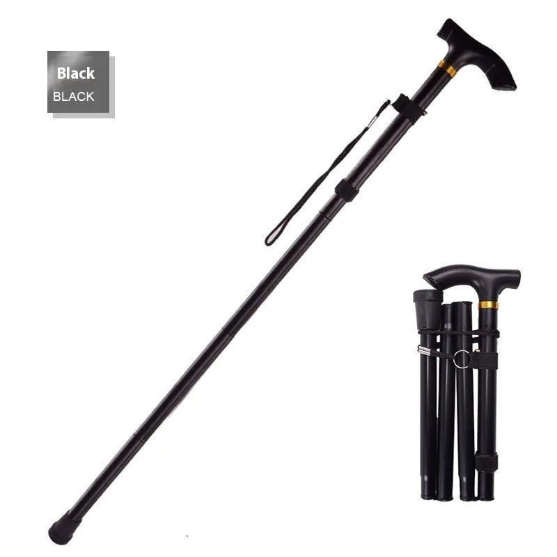 Aluminium folding cane walking stick with adjustable length and non-slip handle