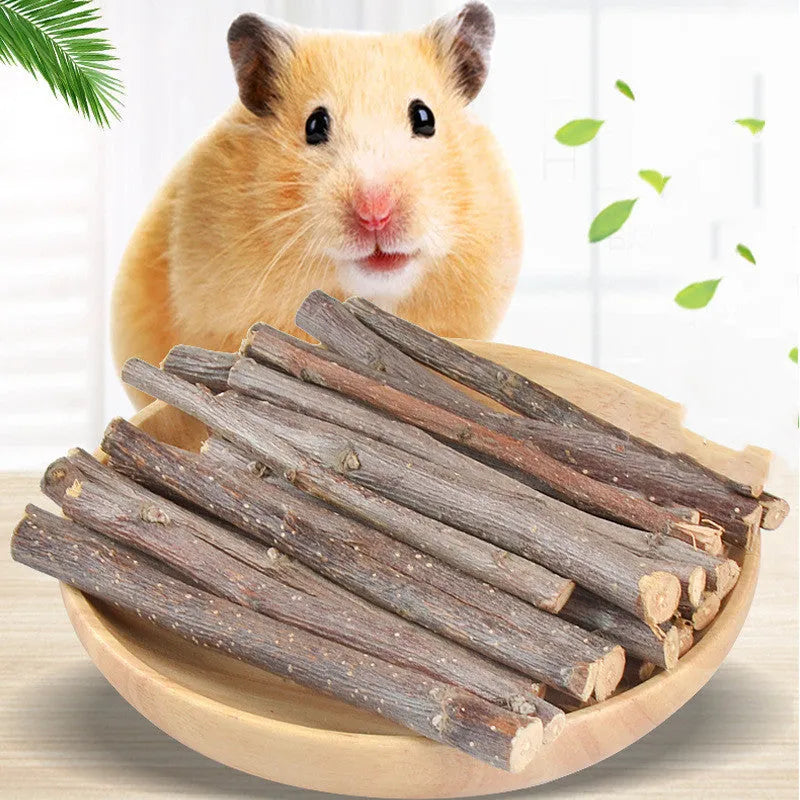 Dried apple branches 100g natural small pet treat for rabbits chinchillas hamsters teeth cleansing chew sticks 10-13cm