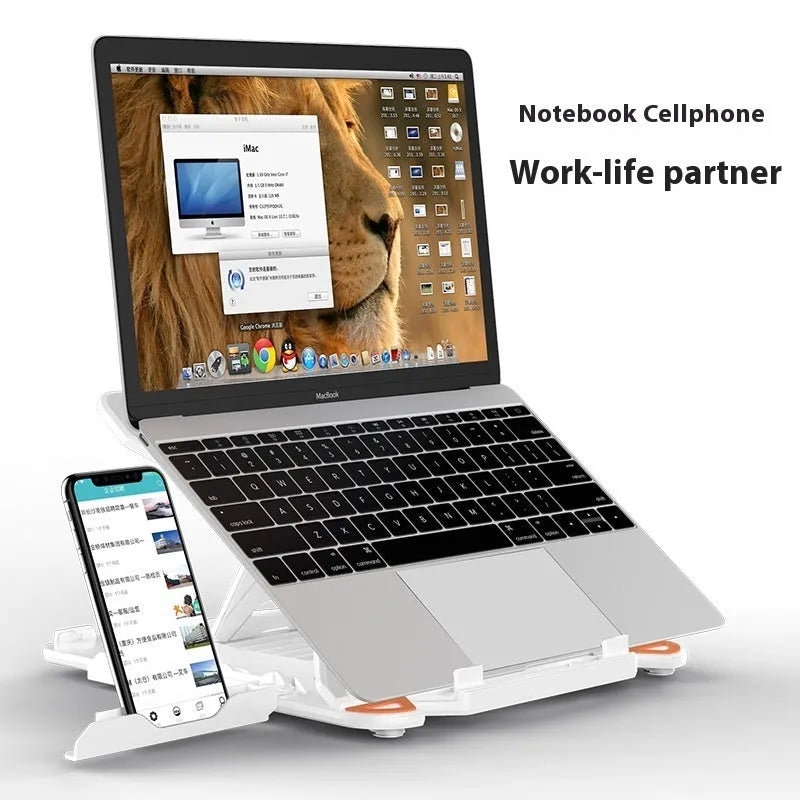 Laptop bracket lifting stand in black or white with radiator design and optional rotation