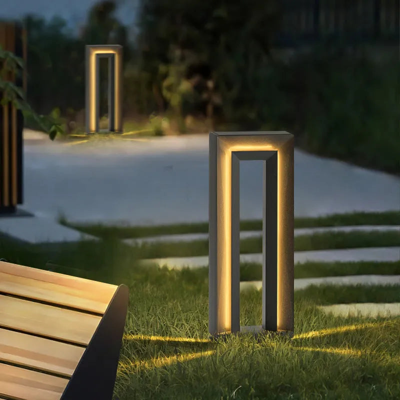Geometric square garden landscape light with stainless steel construction and acrylic diffuser