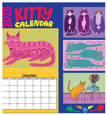 A2 size cat-themed wall calendar with monthly feline artwork on 200gsm paper