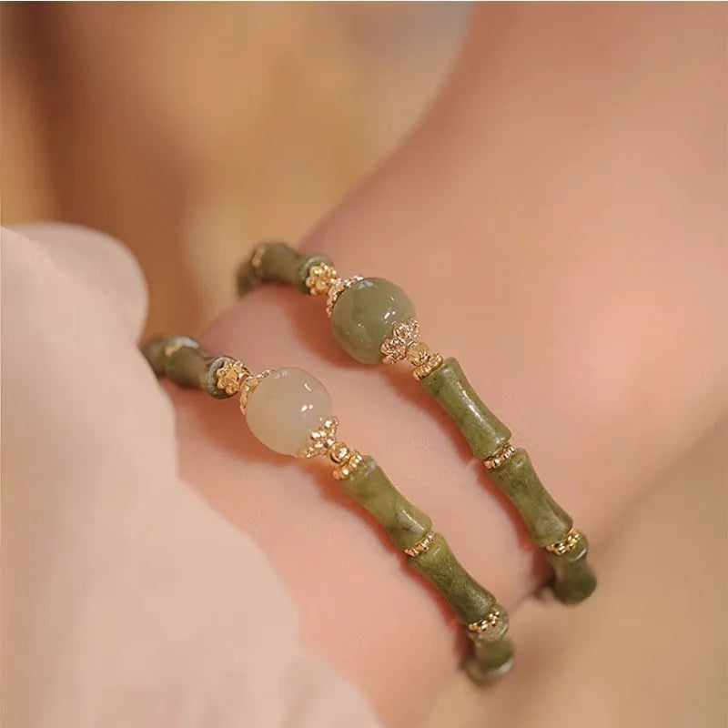 Geometric circular Hetian jade bracelet for women in dark green and light colour options.
