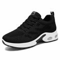 Women's breathable mesh sneakers with flat 1-3cm heel, round toe, PVC sole, in black or white
