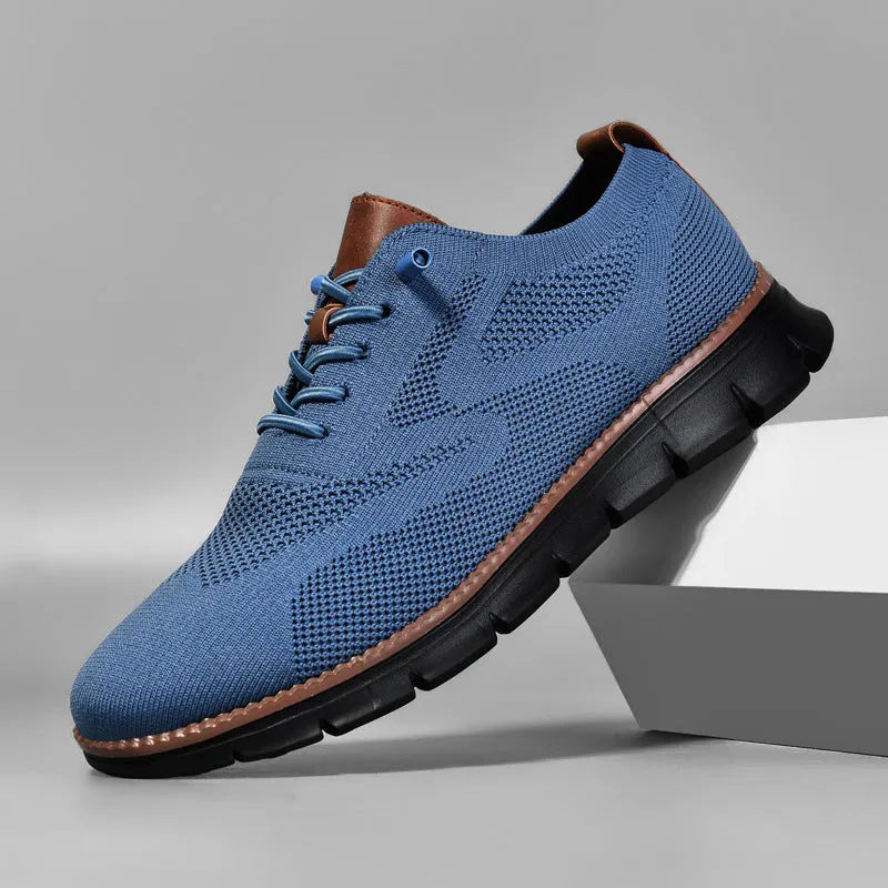 Men's flat bottomed running shoes dark blue black brown rubber sole low top lace-up tennis casual sizes 36-50