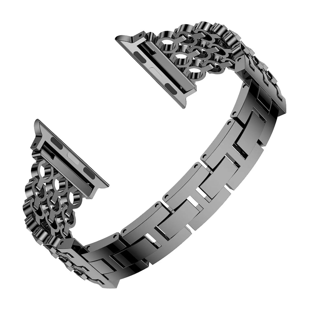 Stainless steel mesh watch strap for iWatch in black, rose gold, or silver
