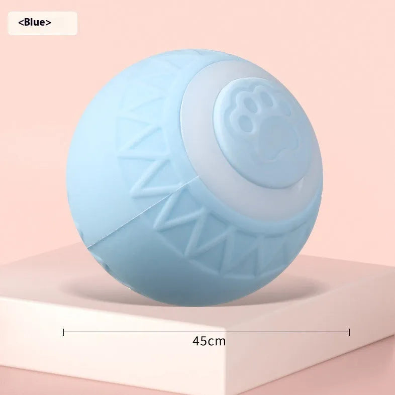 Blue automatic moving cat ball with silicone construction and charging cable