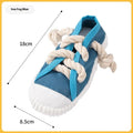 Plastic dog chew toy with squeaker in rock yellow, black, or sea fog blue colour options
