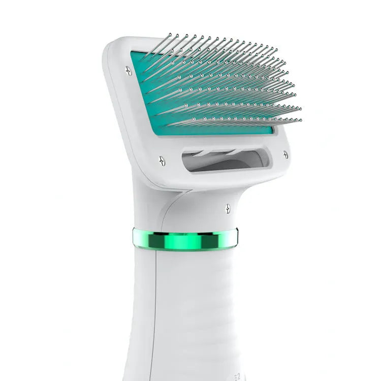 White pet electric hair dryer comb for dogs and cats with two-speed airflow and 2m power cord