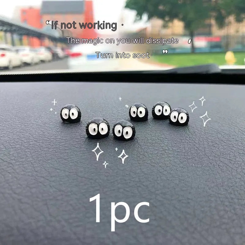 Small black cartoon coal resin decoration for car interior, approx 1cm, with traceless tape.