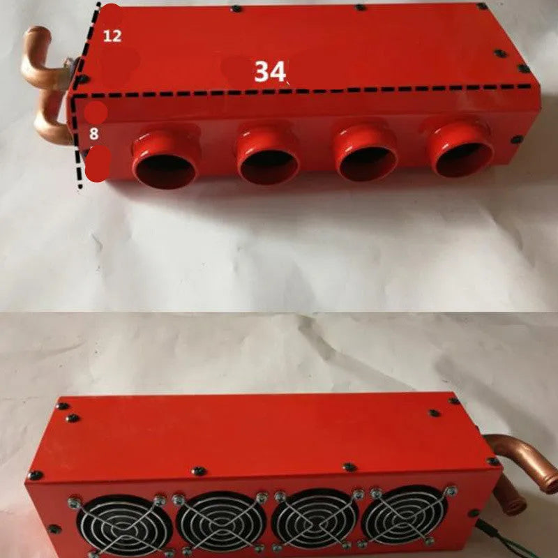 Long small metal car heater with four-hole copper pipe core for 12V 24V vehicles