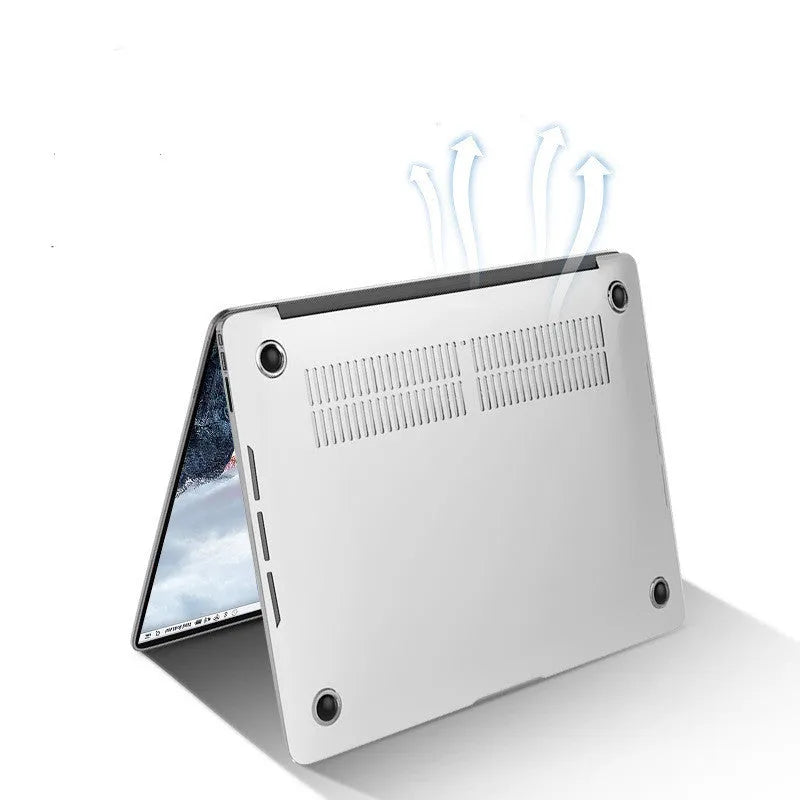 Transparent PC protective case for MacBook Pro laptop showing close-fitting hard-shell design