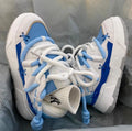 Women's grey retro platform sneakers with chunky rubber soles and 6-8cm heel height