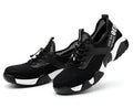 Black breathable mesh work safety shoes with rubber sole, sizes 35 to 48