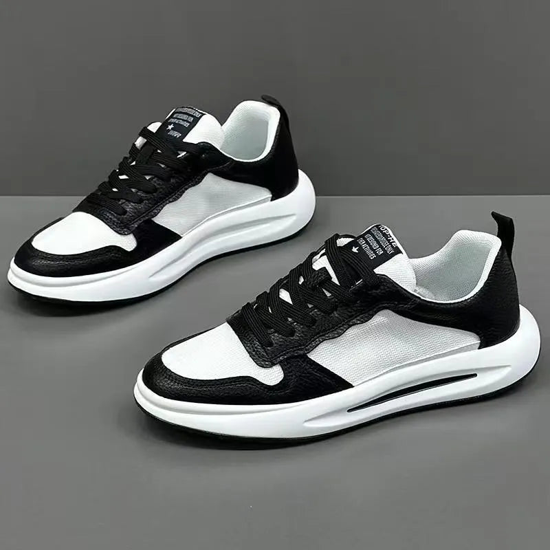 Men's breathable mesh casual shoes in white and yellow, white and black, or pure white, sizes 39-43