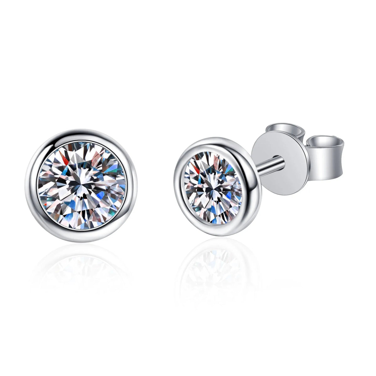 925 sterling silver Pt950 gold plated earrings with moissanite or zircon gemstone options